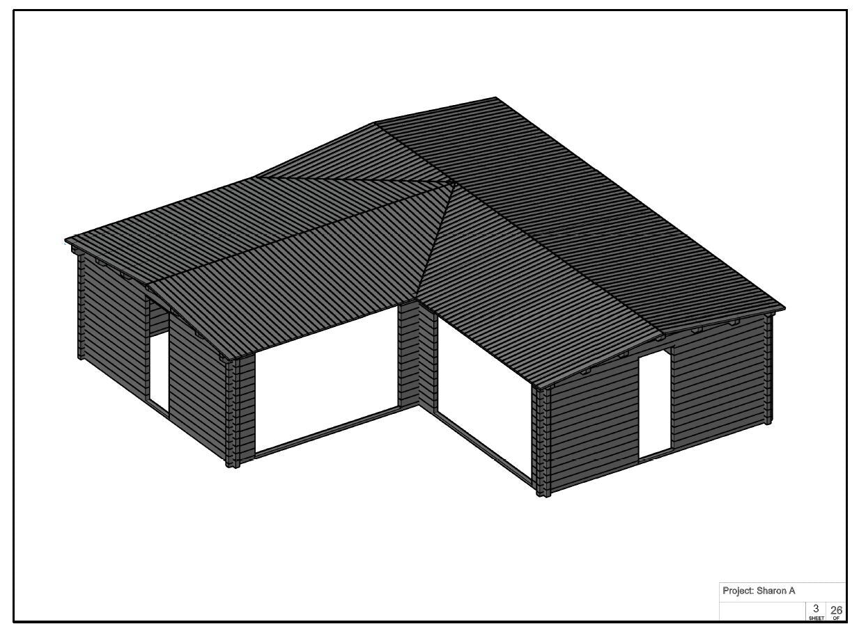 LCS152 L-Shaped Log Cabin | 8.0x8.0m Plan