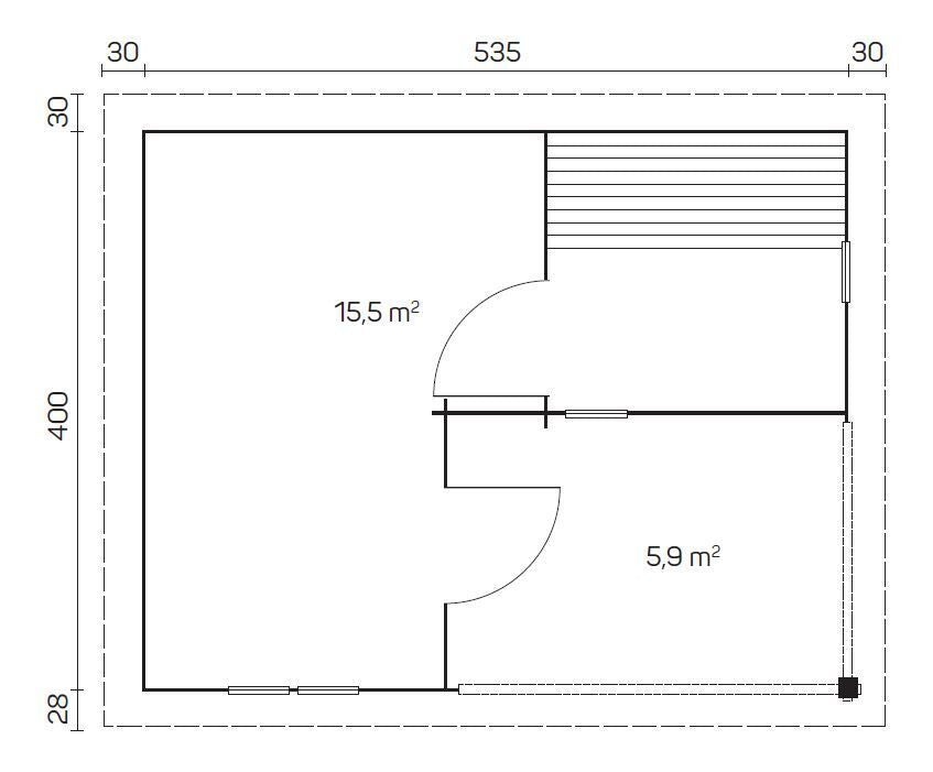 SAMI 5.6x4.2m Sauna Log Cabin Plan
